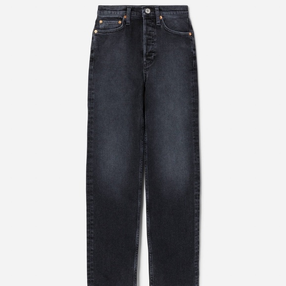 RE/DONE Comfort Stretch High Rise Stove Pipe Jeans Washed Noir Black Size 27 - Picture 3 of 16